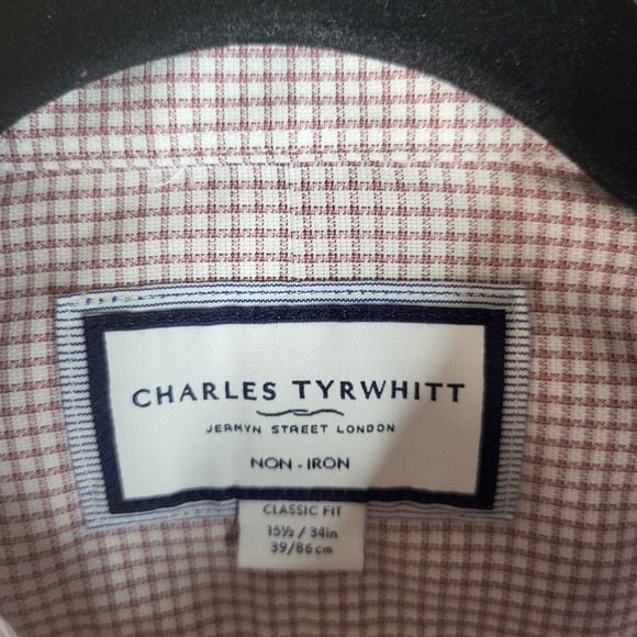 Charles Tyrwhitt Shirt Mens 15.5 34 Classic Fit Check Non Iron Dress Button Up - Picture 2 of 9